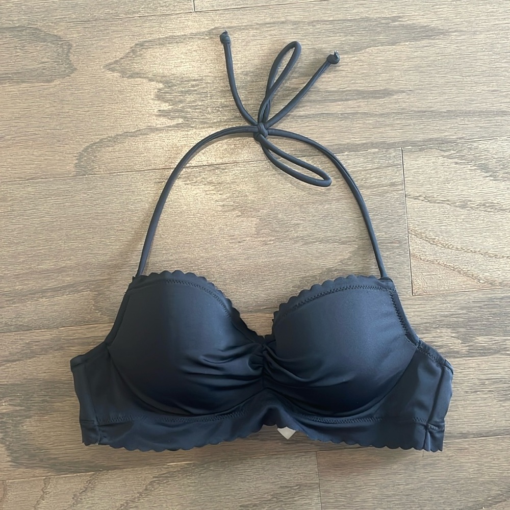 Black Women's Bandeau Halter Swim Top